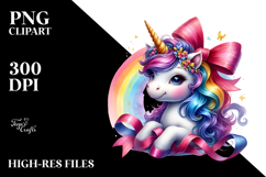 Baby Unicorn with Ribbon, Transparent PNG Product Image 2