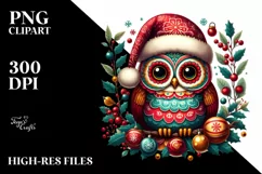 Vintage Christmas Owl PNG Product Image 3