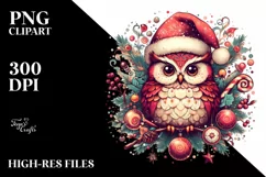 Vintage Christmas Owl PNG Product Image 3