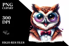 Owl Sunglasses Smiling | Watercolor Clipart Product Image 1