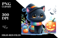 Vibrant Drawing of Cute Baby Black Cat for Halloween | Product Image 2