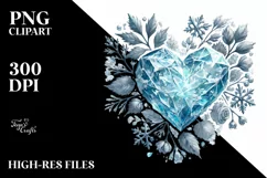 Watercolor Icy Paintbrush Heart PNG Product Image 2
