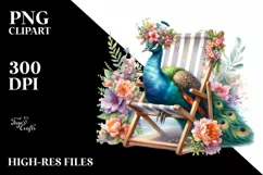 Young Peacock Flowers Beach Chair | Sublimation Clipart Product Image 1