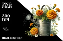 Watercolor Sprinkler Can Marigold Clipart Product Image 1
