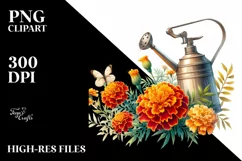Watercolor Sprinkler Can Marigold Clipart Product Image 3