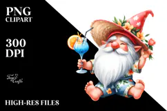 Whimsical Watercolor Gnome Cocktail PNG Product Image 2