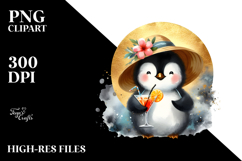 Penguin Drinking Cocktail PNG Product Image 2