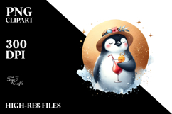 Penguin Drinking Cocktail PNG Product Image 2