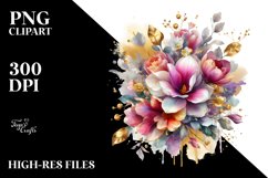 Vibrant Bouquet Gold Foil | Sublimation Clipart Product Image 3