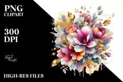 Vibrant Bouquet Gold Foil | Sublimation Clipart Product Image 3