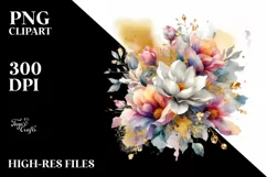 Vibrant Bouquet Gold Foil | Sublimation Clipart Product Image 3