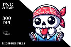 Silly Skull with Tongue-Out PNG Product Image 2