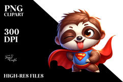Sloth with Superhero Cape, PNG Product Image 2