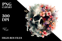 Colorful Skull with Spring Flowers PNG Product Image 2