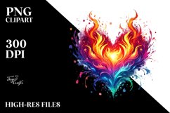 Colorful Heart Made of Fire PNG Product Image 2