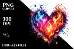 Colorful Heart with Fire PNG Product Image 2