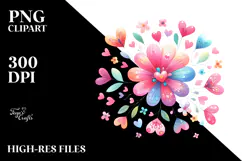 Colorful Boho Flower with Heart Petals PNG Product Image 2