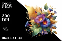 Vibrant Bouquet Gold Foil | Sublimation Clipart Product Image 3