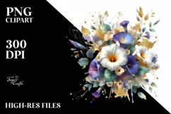 Vibrant Bouquet Gold Foil | Sublimation Clipart Product Image 1