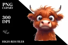 Funny Expressive Highland Cow PNG Product Image 1