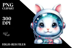 Cute Baby Rabbit Astronaut Helmet PNG Product Image 2