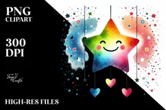 Colorful Smiling Star with Hearts PNG Product Image 2