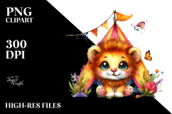 Vibrant Cute Baby Lion in Tiny Tent PNG Product Image 2