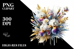 Vibrant Bouquet Gold Foil | Sublimation Clipart Product Image 1