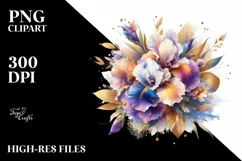 Vibrant Bouquet Gold Foil | Sublimation Clipart Product Image 3