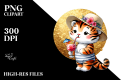 Funky Tiger Drinking Cocktail PNG Product Image 2