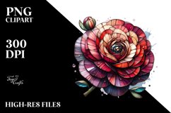 Wooden Stained Ranunculus Watercolor Splash | Clipart Product Image 1