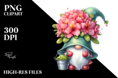 Cute GNOME with Rhododendron PNG Product Image 2