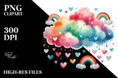 Cloud Sketches with Hearts Digital Painting PNG Product Image 2