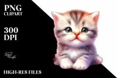 Watercolor Cute Baby Cat PNG Product Image 1