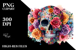 Colorful Skull Painting PNG Product Image 2
