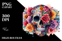 Colorful Skull Painting PNG Product Image 2