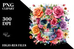 Colorful Skull Painting PNG Product Image 2
