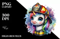 Baby Unicorn Firefighter, Transparent PNG Product Image 1