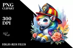 Baby Unicorn Firefighter, Transparent PNG Product Image 3