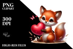 Adorned Baby Fox Heart PNG Product Image 2