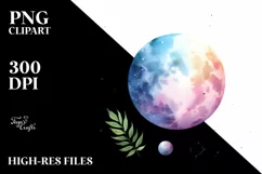 Colorful Simple Moon Watercolor Vibrant | Clipart Product Image 1