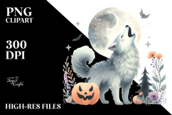 Simple Wolf Howling, Watercolor PNG Product Image 2