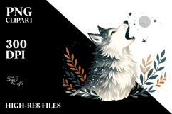 Retro Halloween Image with Cute Howling Wolf Product Image 2