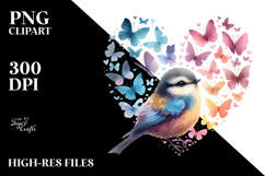 Cute Bird with Butterfly Silhouettes PNG Product Image 2
