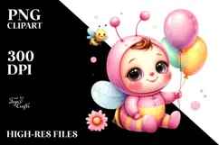 Colorful Cute Baby Bee PNG Product Image 2