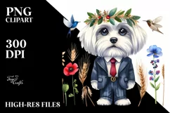 Maltese Human-like Watercolor Clipart Product Image 3