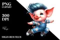Cute Baby Pig Jumping, Transparent PNG Product Image 2