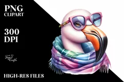 Cute Flamingo Portrait Scarf Sunglasses | Sublimation | Product Image 3