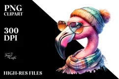 Cute Flamingo Portrait Scarf Sunglasses | Sublimation | Product Image 3
