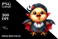 Expressive Funny Chicken Dressed as Vampire | Sublimation Product Image 2